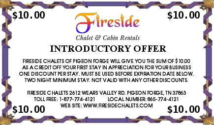 Coupon for Fireside Chalets.